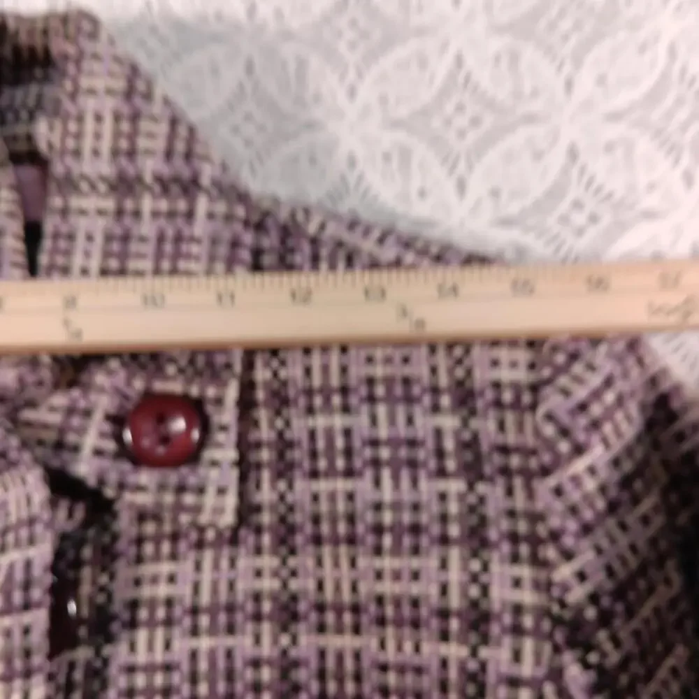 Y2K Purple Plaid Statement Collar Coat – Focus 2000- Women’s Size 8 - Picture 11 of 14